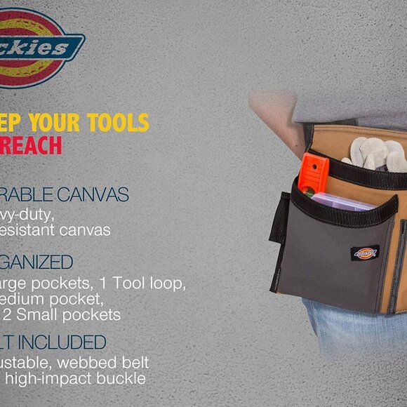 5-Pocket Single Side Tool Belt Pouch/Work Apron, Durable Canvas Construction, Ad - Picture 5 of 6